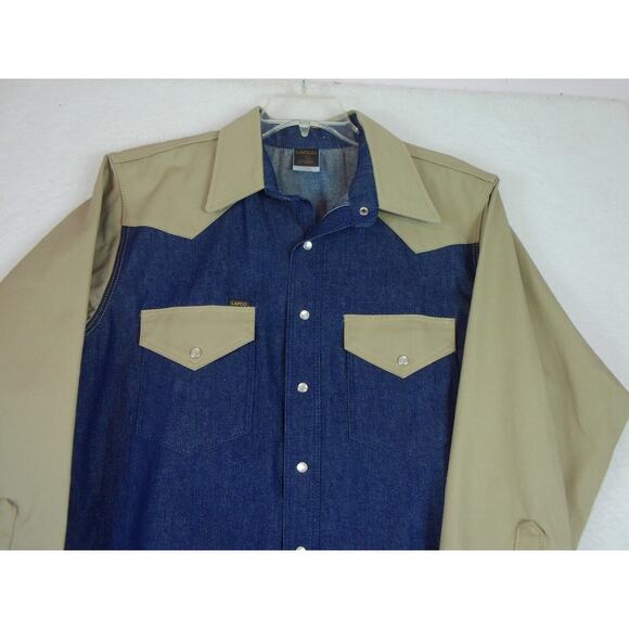 LAPCO Shirt Shacket Men's Large Vintage 90s Pearl Snap Duck Canvas USA Sz‎ 17.5 - Picture 4 of 9